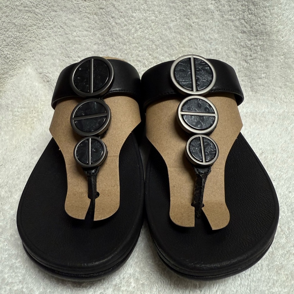 Fitflop Black Sandals with Metallic Accents
